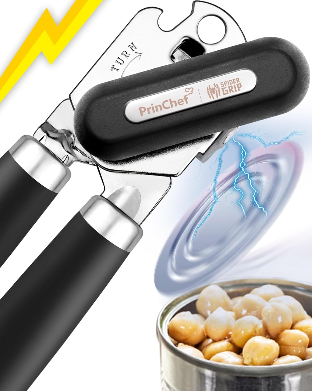 [Upgraded] Can Opener Manual with Magnet, Reinforced Gear and Blade, Smooth Edge Can Openers for Seniors with Arthritis, Comfortable Grip Handheld Can Cutter Bottle Opener with Magnet, Black
