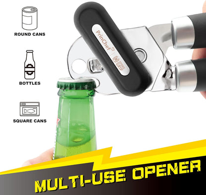 [Upgraded] Can Opener Manual with Magnet, Reinforced Gear and Blade, Smooth Edge Can Openers for Seniors with Arthritis, Comfortable Grip Handheld Can Cutter Bottle Opener with Magnet, Black