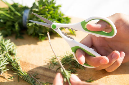 Herb Snippers with Integrated Stem Stripper – Precision Blade Kitchen Scissors for Fresh Herbs, Parsley, Cilantro & Chives – Ergonomic Wheat Straw Handle, Left/Right-Handed, Dishwasher Safe