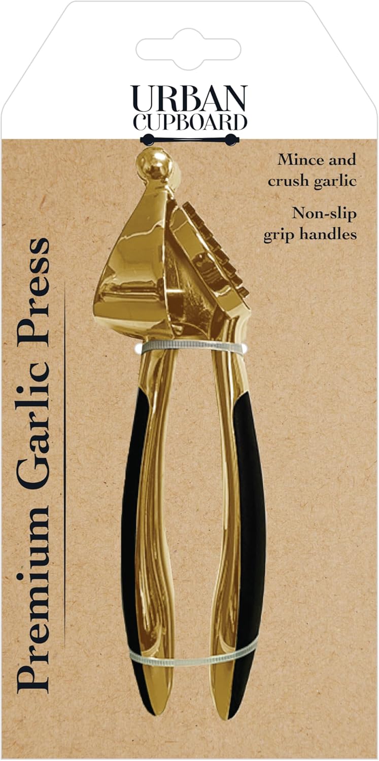 Urban Cupboard Premium Garlic Press, Mince and Crush Cloves, Built-In Cleaner, Comfortable Handle, Dishwasher Safe, Silver