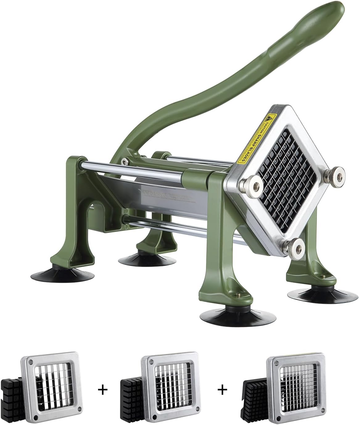 French Fry Cutter, Potato Slicer with Stainless Steel Blades, Manual Potato Cutter Chopper with Suction Cups, Great for Potato, French Fries, Cucumber, Vegetables, Carrot