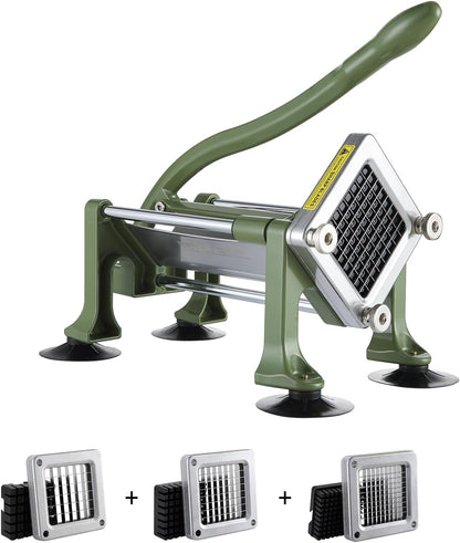 French Fry Cutter, Potato Slicer with Stainless Steel Blades, Manual Potato Cutter Chopper with Suction Cups, Great for Potato, French Fries, Cucumber, Vegetables, Carrot