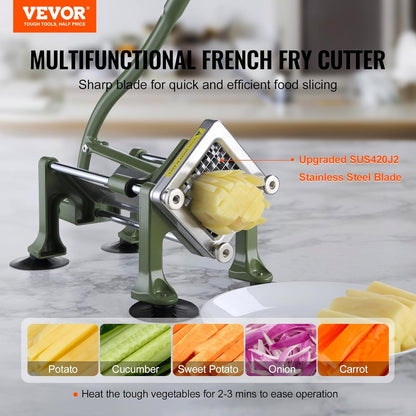 French Fry Cutter, Potato Slicer with Stainless Steel Blades, Manual Potato Cutter Chopper with Suction Cups, Great for Potato, French Fries, Cucumber, Vegetables, Carrot