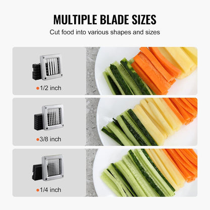 French Fry Cutter, Potato Slicer with Stainless Steel Blades, Manual Potato Cutter Chopper with Suction Cups, Great for Potato, French Fries, Cucumber, Vegetables, Carrot