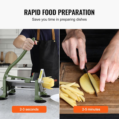 French Fry Cutter, Potato Slicer with Stainless Steel Blades, Manual Potato Cutter Chopper with Suction Cups, Great for Potato, French Fries, Cucumber, Vegetables, Carrot