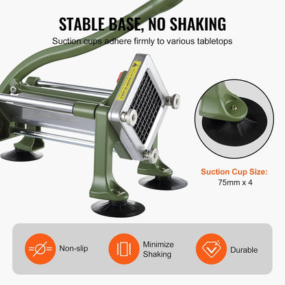 French Fry Cutter, Potato Slicer with Stainless Steel Blades, Manual Potato Cutter Chopper with Suction Cups, Great for Potato, French Fries, Cucumber, Vegetables, Carrot