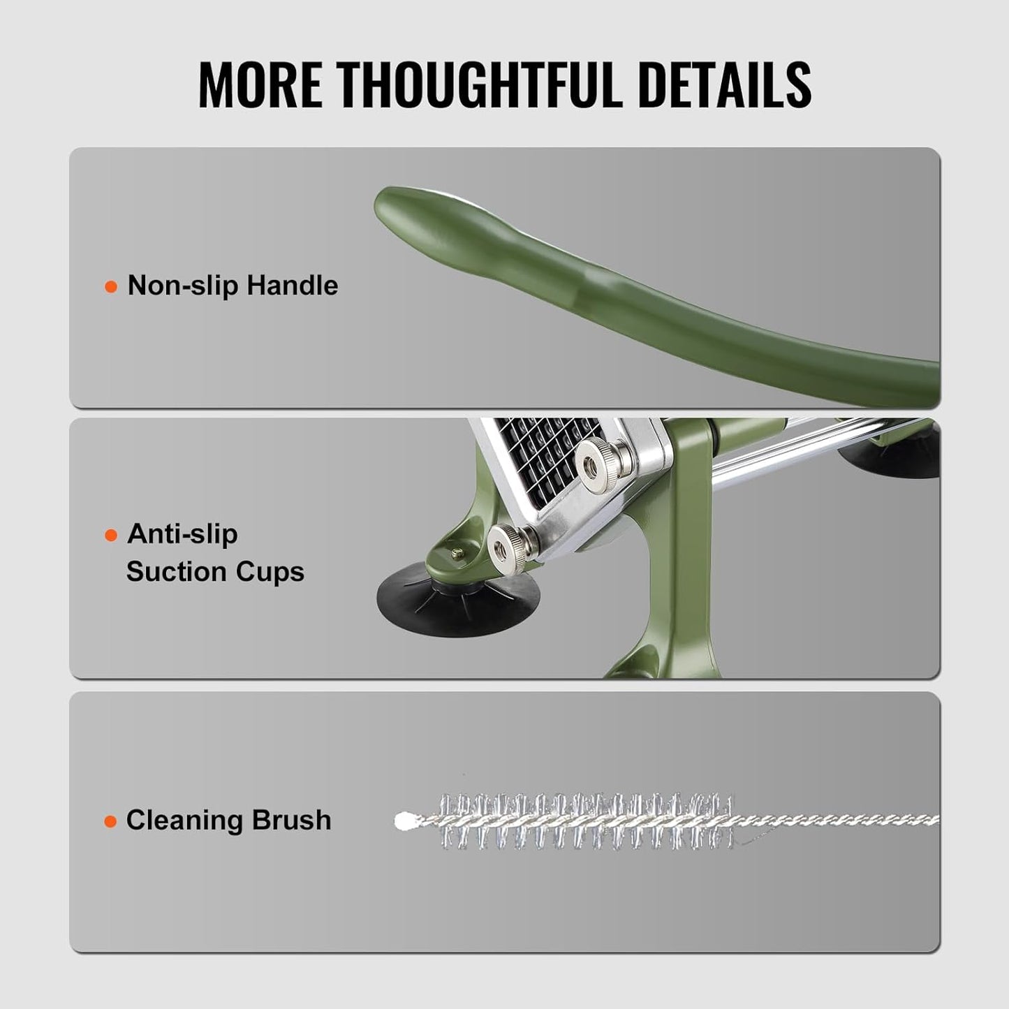 French Fry Cutter, Potato Slicer with Stainless Steel Blades, Manual Potato Cutter Chopper with Suction Cups, Great for Potato, French Fries, Cucumber, Vegetables, Carrot