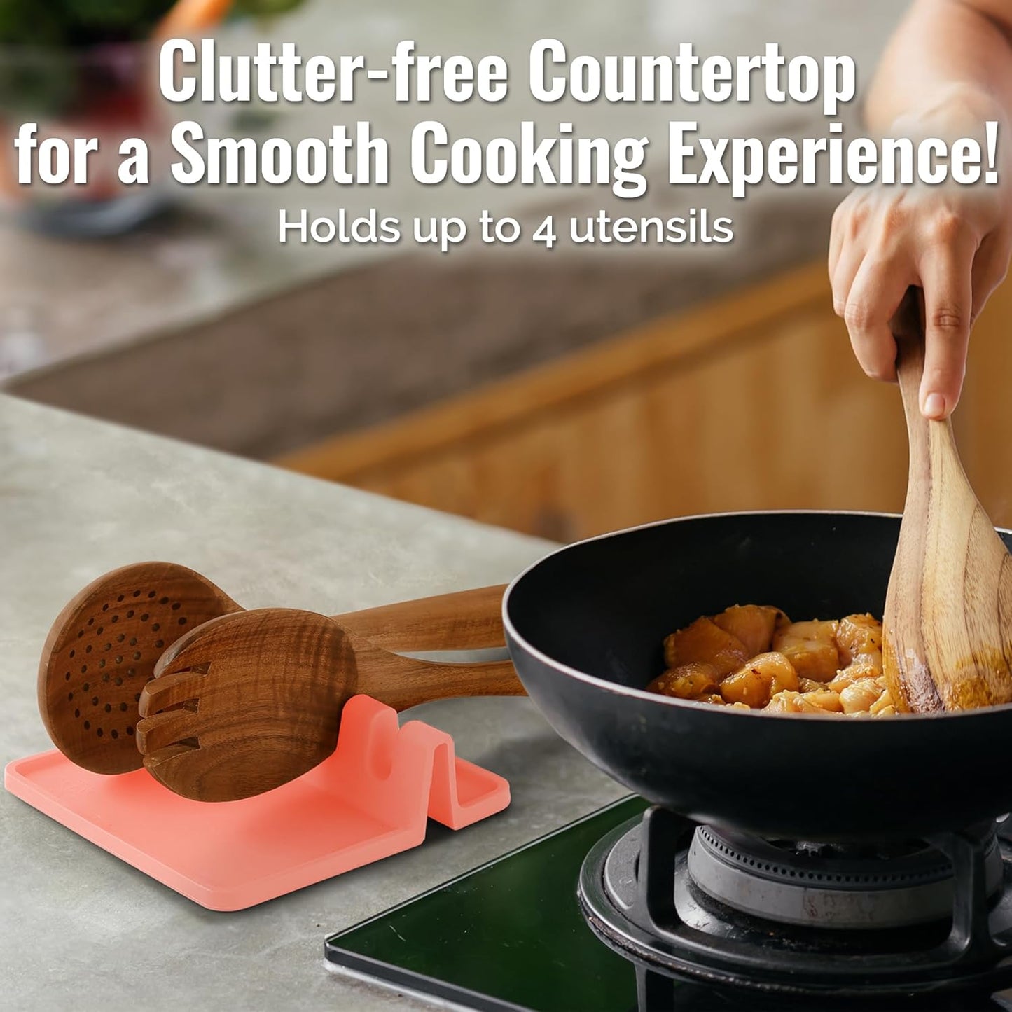Spoon Rest for Multiple Utensils High Heat-Resistant Silicone Drip Pad, BPA-Free Spoon Holder for Stove Top, Kitchen Gadget Holder for Ladles, Tongs, Cooking Spatula - Makes Great Gift