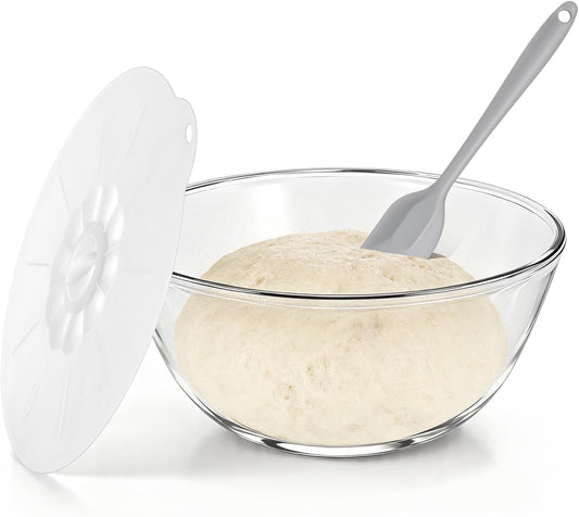 Keway 4.7 Quart Large Glass Mixing Bowl with Lid,Large Glass Bowl for Sourdough Bread Making,Kitchen Salad Bread Storage
