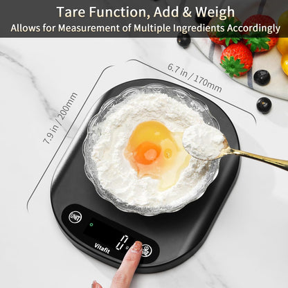 33lb/15kg Digital Food Scale in High Precision 0.1oz/1g, Our Own Kitchen Scale Professional Factory Since 2001, Home and Kitchen Essentials for Cooking and Baking, LED, 3*AAA Batteries, Black