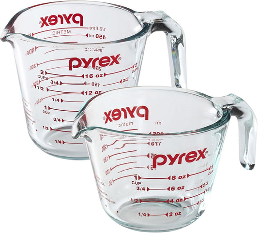 Prepware 2-Piece Glass Measuring Set, 1 and 2-Cup, 2 Pack, Clear