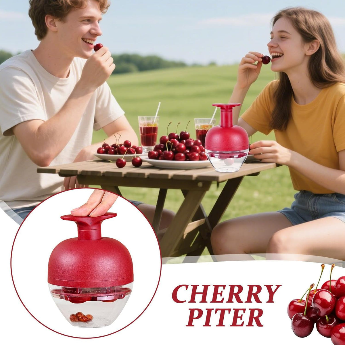Cherry Pitter, Efficient 4-Hole Design, 15.5x10cm, Plum Stoner Tool, Fruit Pitting Tool, Long-lasting Performance, For Fruit Plum Kitchen Jam Making Baking Camping Picnic Outdoor
