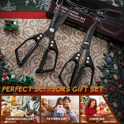Huusk Kitchen Shears Set, Japanese Steel Kitchen Scissors for Food
