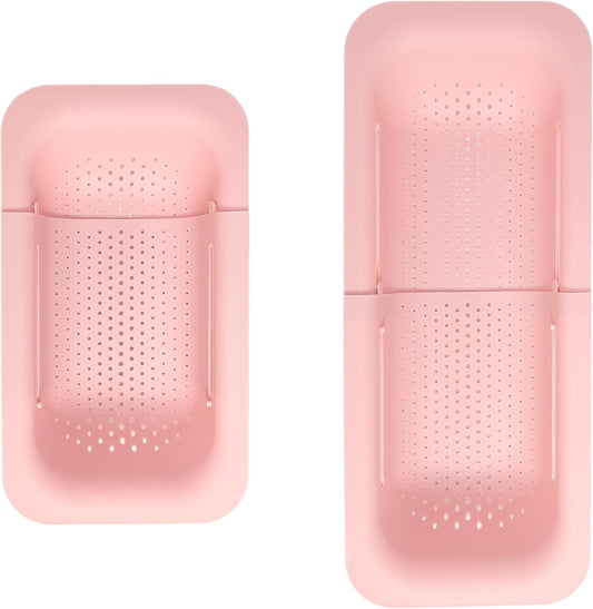 Paris Hilton Over the Sink Expandable Colander, Extendable Strainer, Adjustable from 14.5 inches to 19.5 inches, Fits most kitchen sinks, Made without BPA, Pink