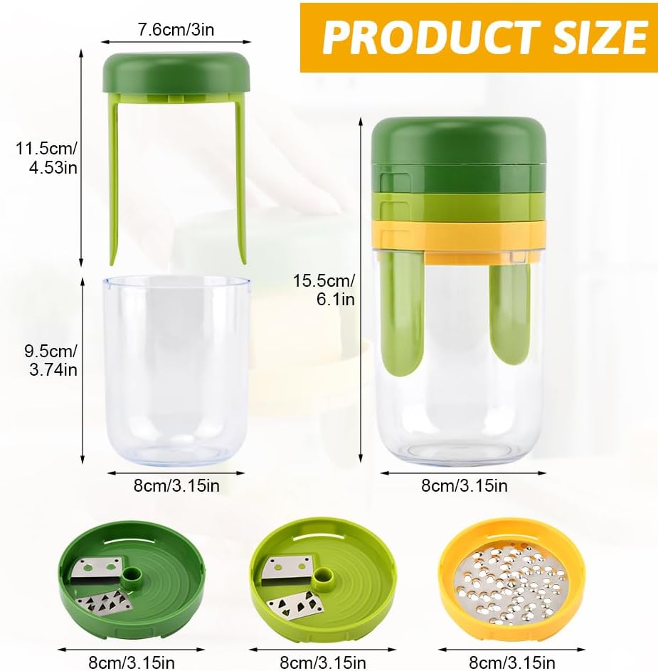 Veggie Spiralizer – w/ 3 Blades, Storage Cup, Dishwasher Safe for Noodles