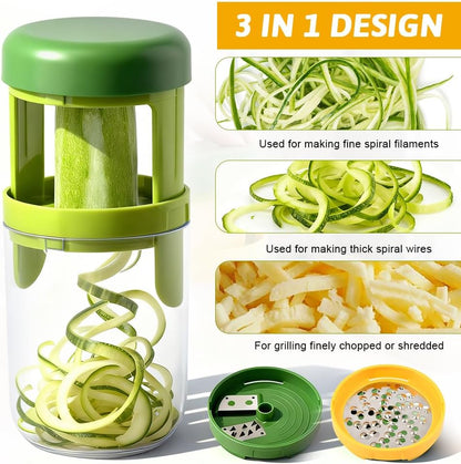 Veggie Spiralizer – w/ 3 Blades, Storage Cup, Dishwasher Safe for Noodles