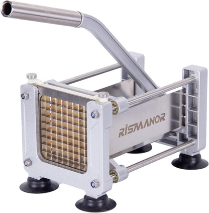 Rismonar French Fry Cutter Stainless Steel Potato Slicer With 1/2 inch Blade for Carrots Cucumbers Vegetables (Silver, Machine + 1/2)