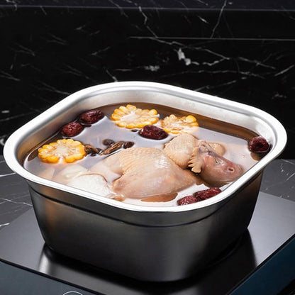 Stainless Steel Washing Basin Square Mixing Bowl for Fruit and Vegetable Washing Flat Bottom Dish Tub Stackable Metal Basin for Kitchen Rv Camping 10.62 X 10.62 X 4.52 in