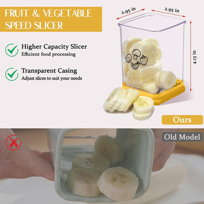 Stainless Steel Strawberry & Banana Slicer, Egg Slicer, Speed Fruit Cutter with Push Plate, Quickly Making Salad, Must Have Yellow Kitchen Gadget