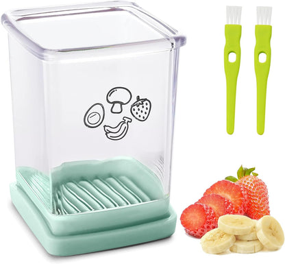 Stainless Steel Strawberry & Banana Slicer, Egg Slicer, Speed Fruit Cutter with Push Plate, Quickly Making Salad, Must Have Yellow Kitchen Gadget