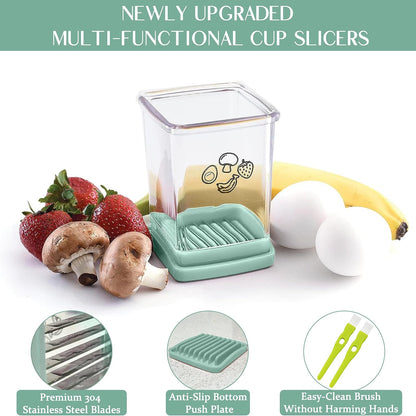 Stainless Steel Strawberry & Banana Slicer, Egg Slicer, Speed Fruit Cutter with Push Plate, Quickly Making Salad, Must Have Yellow Kitchen Gadget