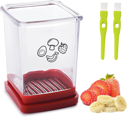Stainless Steel Strawberry & Banana Slicer, Egg Slicer, Speed Fruit Cutter with Push Plate, Quickly Making Salad, Must Have Yellow Kitchen Gadget