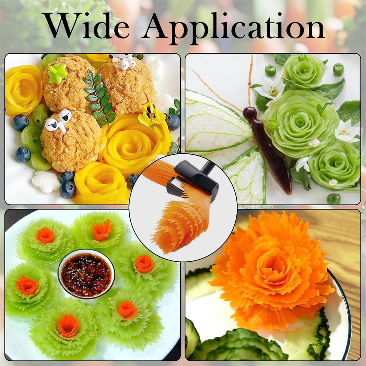 Vegetable Curler, Carrot Curler and Peeler, Spiral Shred Carving Slicer, Fruit Carving Tools,Kitchen Creative Cut Flower Tool,Rotatable Blade Peeler for Carrots, Potatoes, Cucumbe