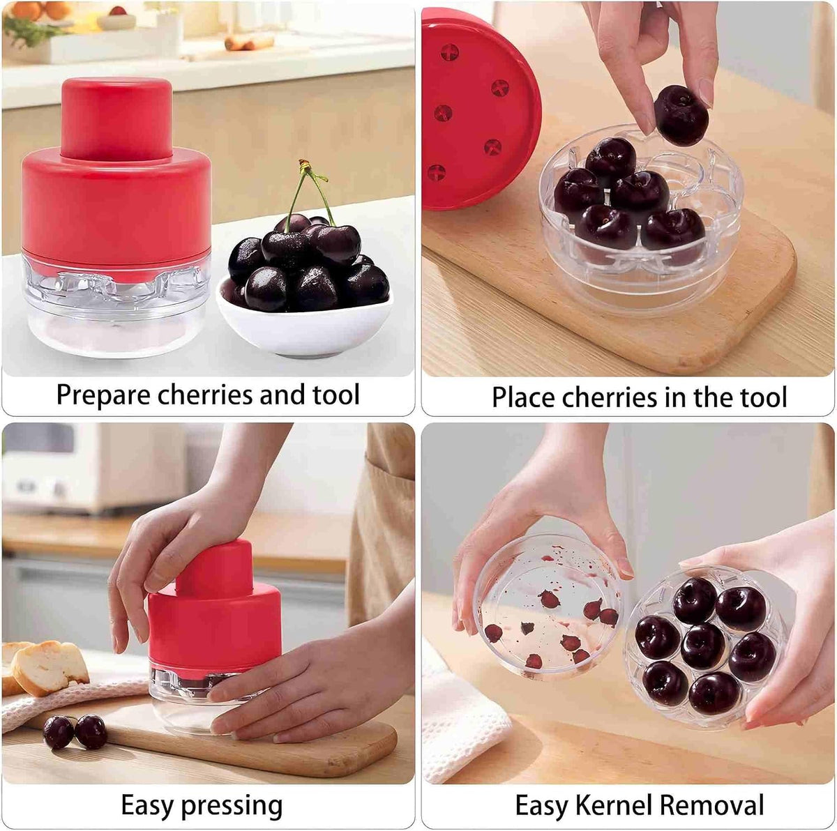 Cherry Pitter - Olive And Other Fruit Tools, Cherry Pitter With a Space-Saving Lock(BLACK)