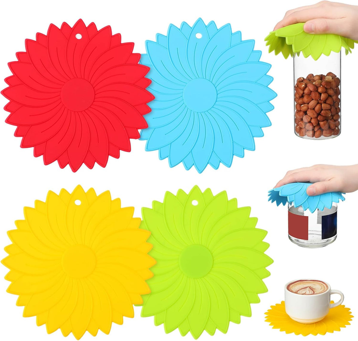 4 Pcs Large Rubber Jar Opener, 6.10 Inch Non Slip, Bright Colors