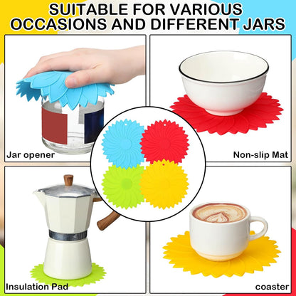 4 Pcs Large Rubber Jar Opener, 6.10 Inch Non Slip, Bright Colors