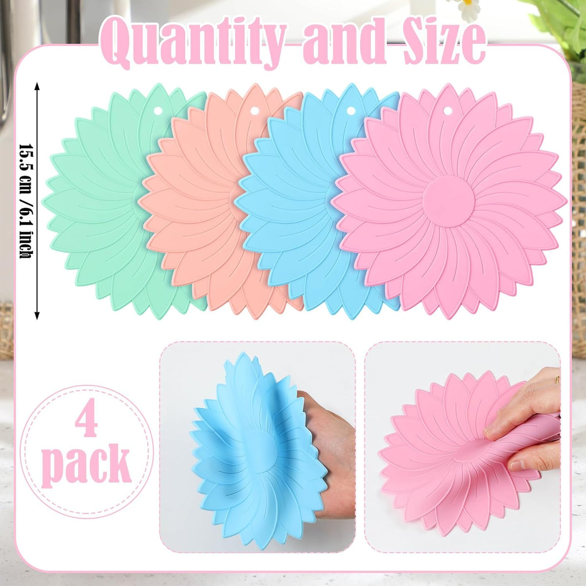 4 Pcs Large Rubber Jar Opener, 6.10 Inch Non Slip, Bright Colors