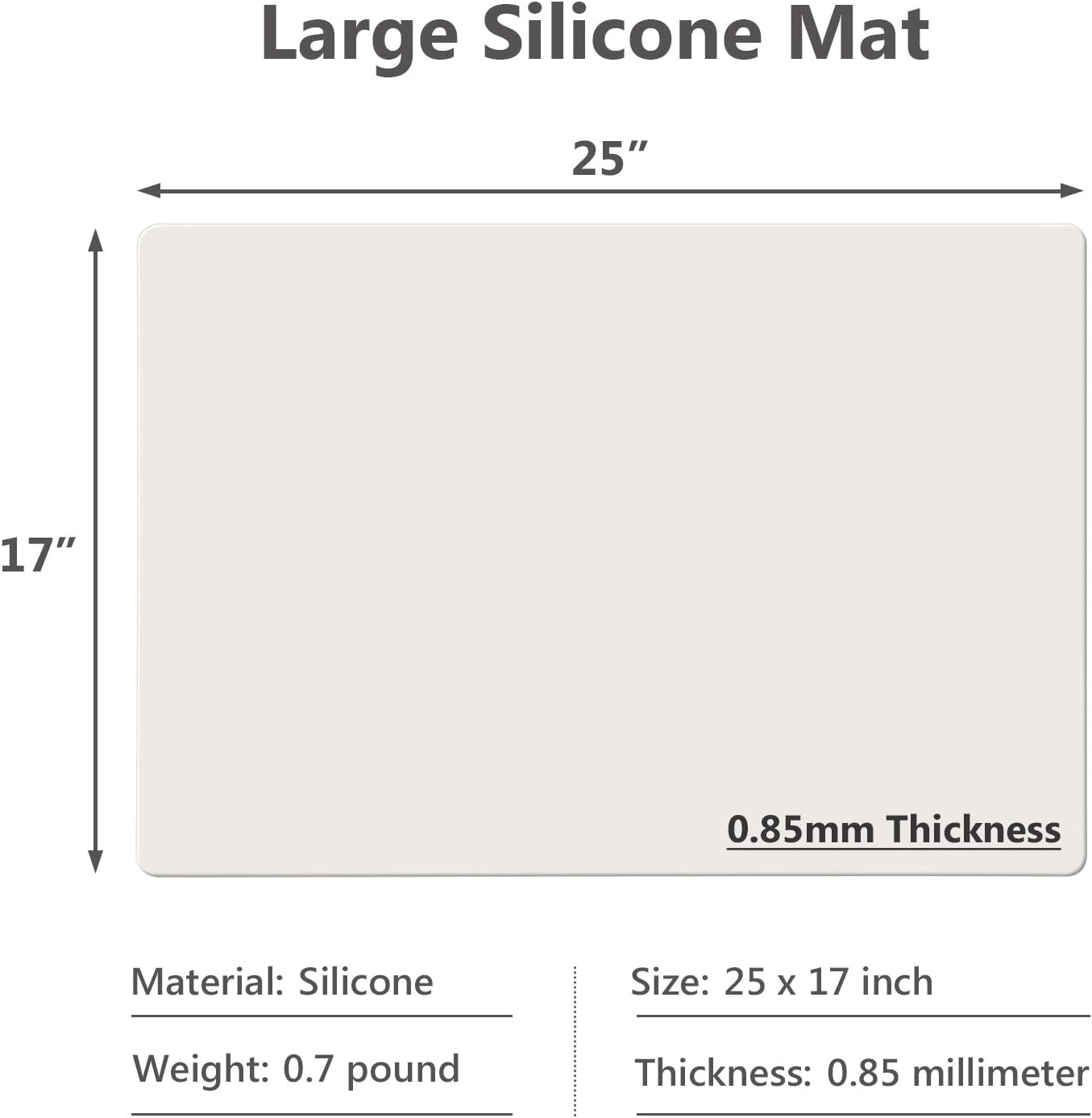 Silicone Mats for Kitchen Counter, Large Silicone Countertop Protector 25" by 17", Nonskid Heat Resistant Desk Saver Pad, Multipurpose Mat, Placemat, Black