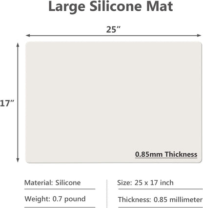 Silicone Mats for Kitchen Counter, Large Silicone Countertop Protector 25" by 17", Nonskid Heat Resistant Desk Saver Pad, Multipurpose Mat, Placemat, Black