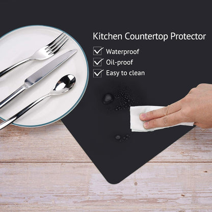 Silicone Mats for Kitchen Counter, Large Silicone Countertop Protector 25" by 17", Nonskid Heat Resistant Desk Saver Pad, Multipurpose Mat, Placemat, Black