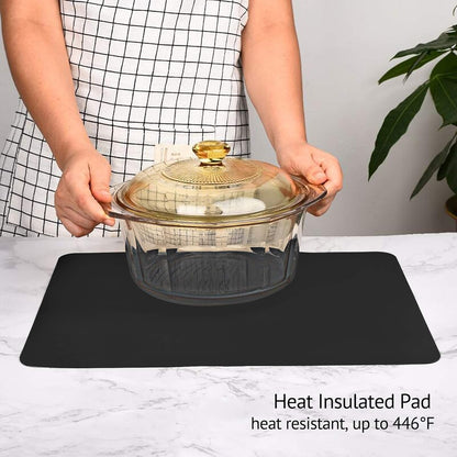 Silicone Mats for Kitchen Counter, Large Silicone Countertop Protector 25" by 17", Nonskid Heat Resistant Desk Saver Pad, Multipurpose Mat, Placemat, Black