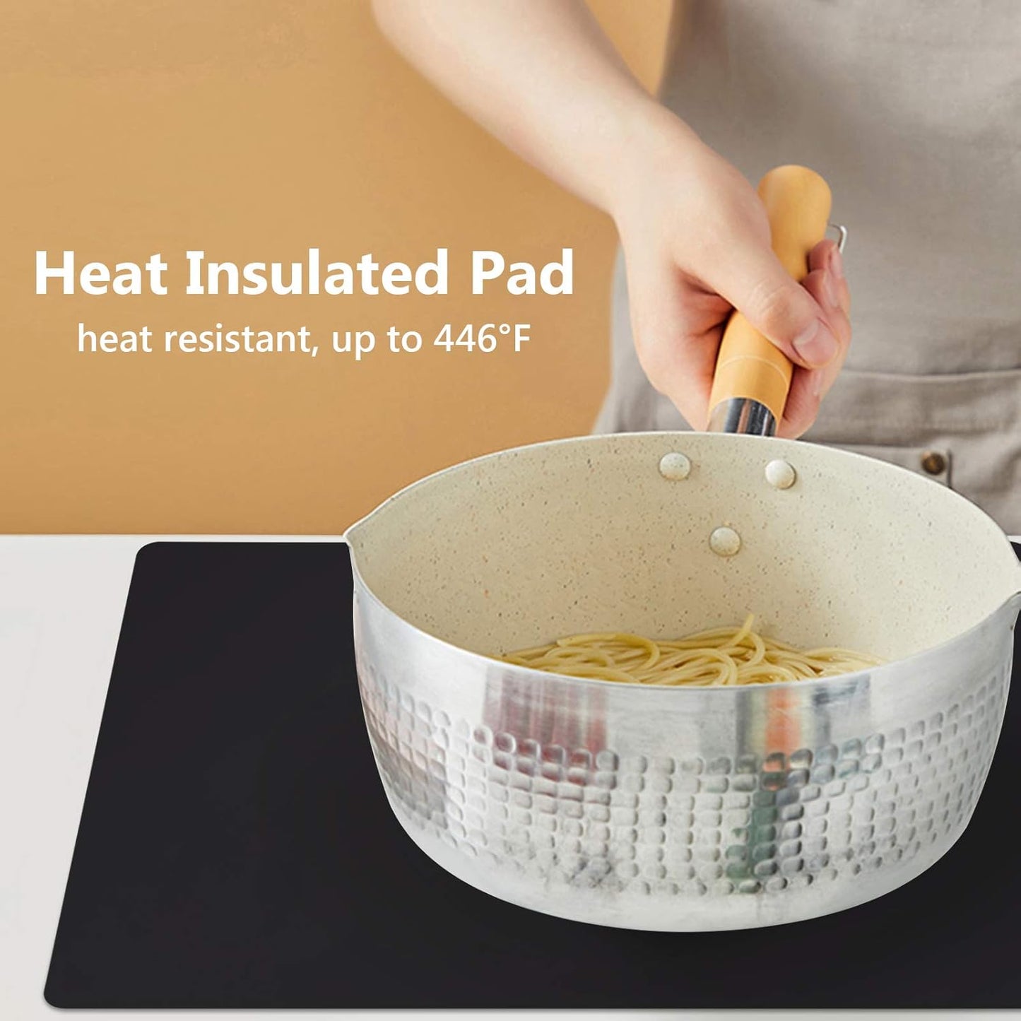 Silicone Mats for Kitchen Counter, Large Silicone Countertop Protector 25" by 17", Nonskid Heat Resistant Desk Saver Pad, Multipurpose Mat, Placemat, Black