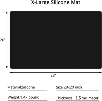 Silicone Mats for Kitchen Counter, Large Silicone Countertop Protector 25" by 17", Nonskid Heat Resistant Desk Saver Pad, Multipurpose Mat, Placemat, Black