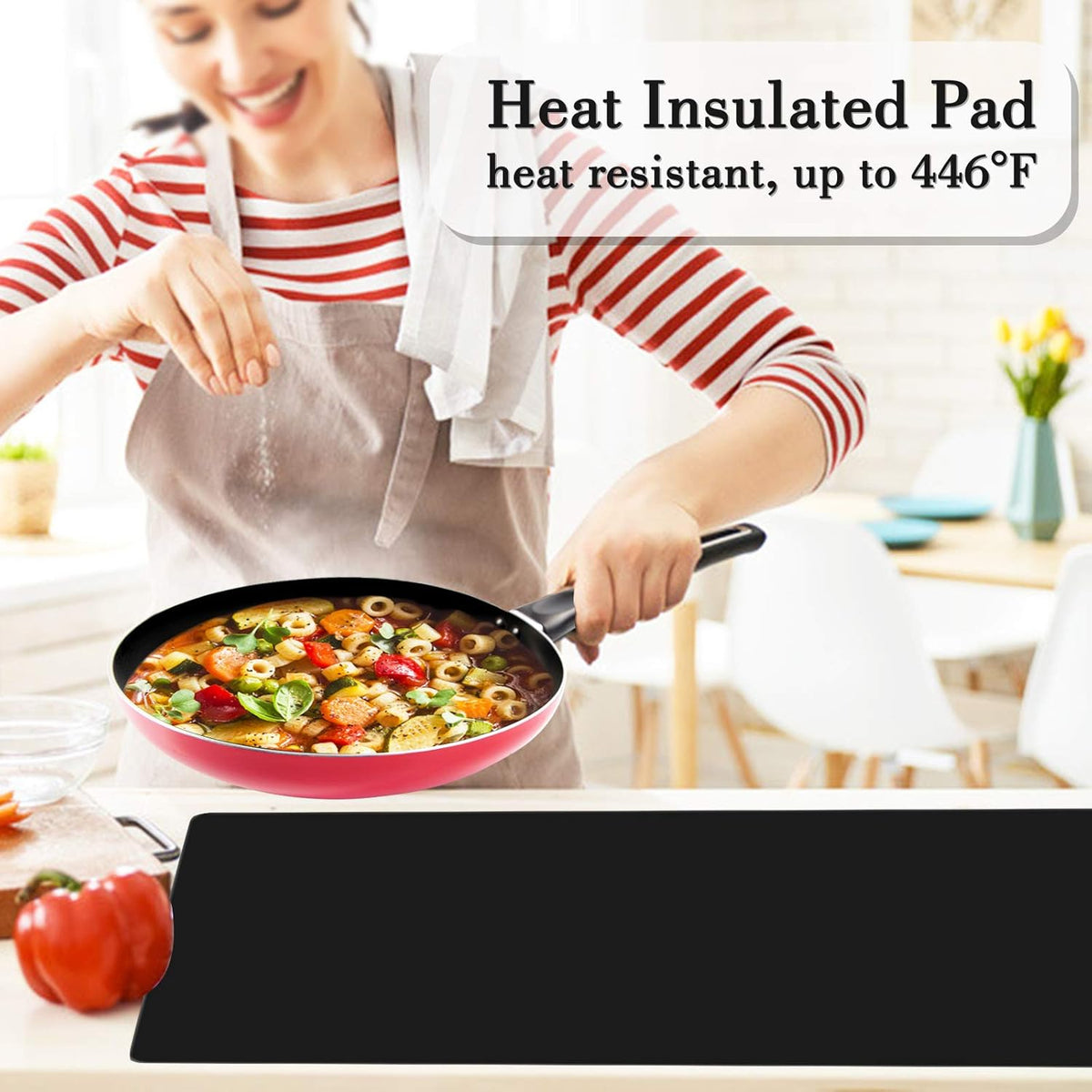 Silicone Mats for Kitchen Counter, Large Silicone Countertop Protector 25" by 17", Nonskid Heat Resistant Desk Saver Pad, Multipurpose Mat, Placemat, Black