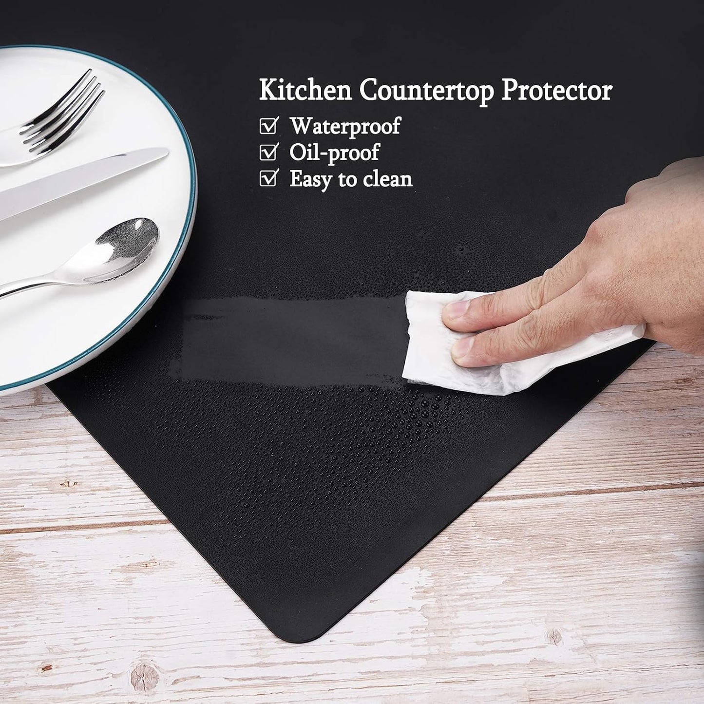 Silicone Mats for Kitchen Counter, Large Silicone Countertop Protector 25" by 17", Nonskid Heat Resistant Desk Saver Pad, Multipurpose Mat, Placemat, Black