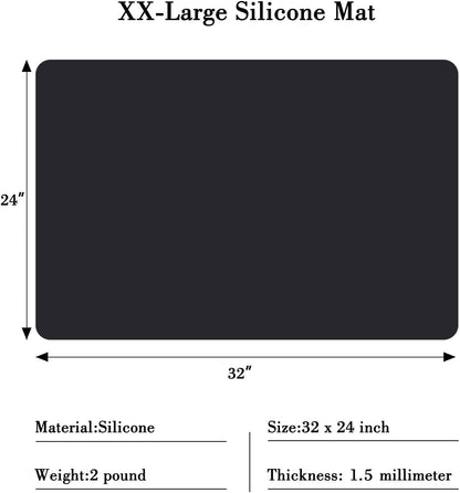 Silicone Mats for Kitchen Counter, Large Silicone Countertop Protector 25" by 17", Nonskid Heat Resistant Desk Saver Pad, Multipurpose Mat, Placemat, Black