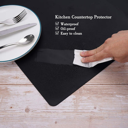 Silicone Mats for Kitchen Counter, Large Silicone Countertop Protector 25" by 17", Nonskid Heat Resistant Desk Saver Pad, Multipurpose Mat, Placemat, Black