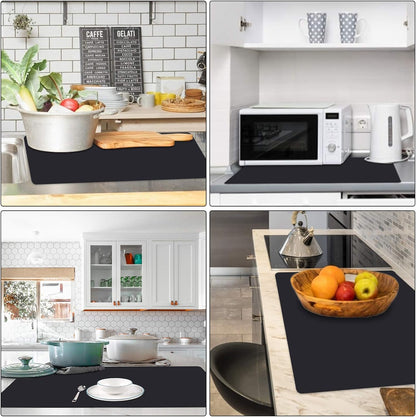 Silicone Mats for Kitchen Counter, Large Silicone Countertop Protector 25" by 17", Nonskid Heat Resistant Desk Saver Pad, Multipurpose Mat, Placemat, Black
