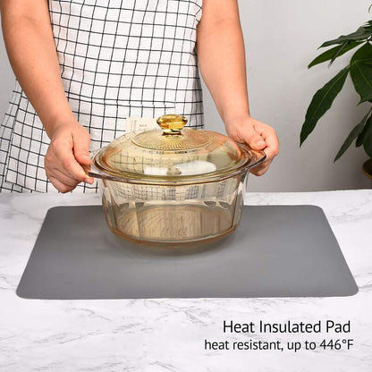 Silicone Mats for Kitchen Counter, Large Silicone Countertop Protector 25" by 17", Nonskid Heat Resistant Desk Saver Pad, Multipurpose Mat, Placemat, Black