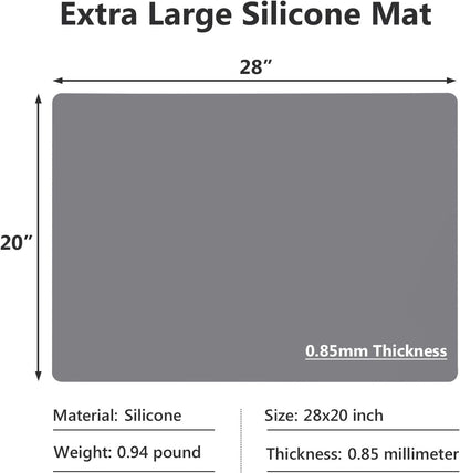Silicone Mats for Kitchen Counter, Large Silicone Countertop Protector 25" by 17", Nonskid Heat Resistant Desk Saver Pad, Multipurpose Mat, Placemat, Black