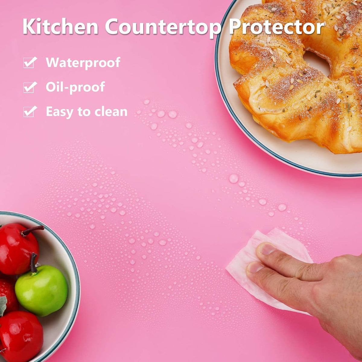 Silicone Mats for Kitchen Counter, Large Silicone Countertop Protector 25" by 17", Nonskid Heat Resistant Desk Saver Pad, Multipurpose Mat, Placemat, Black