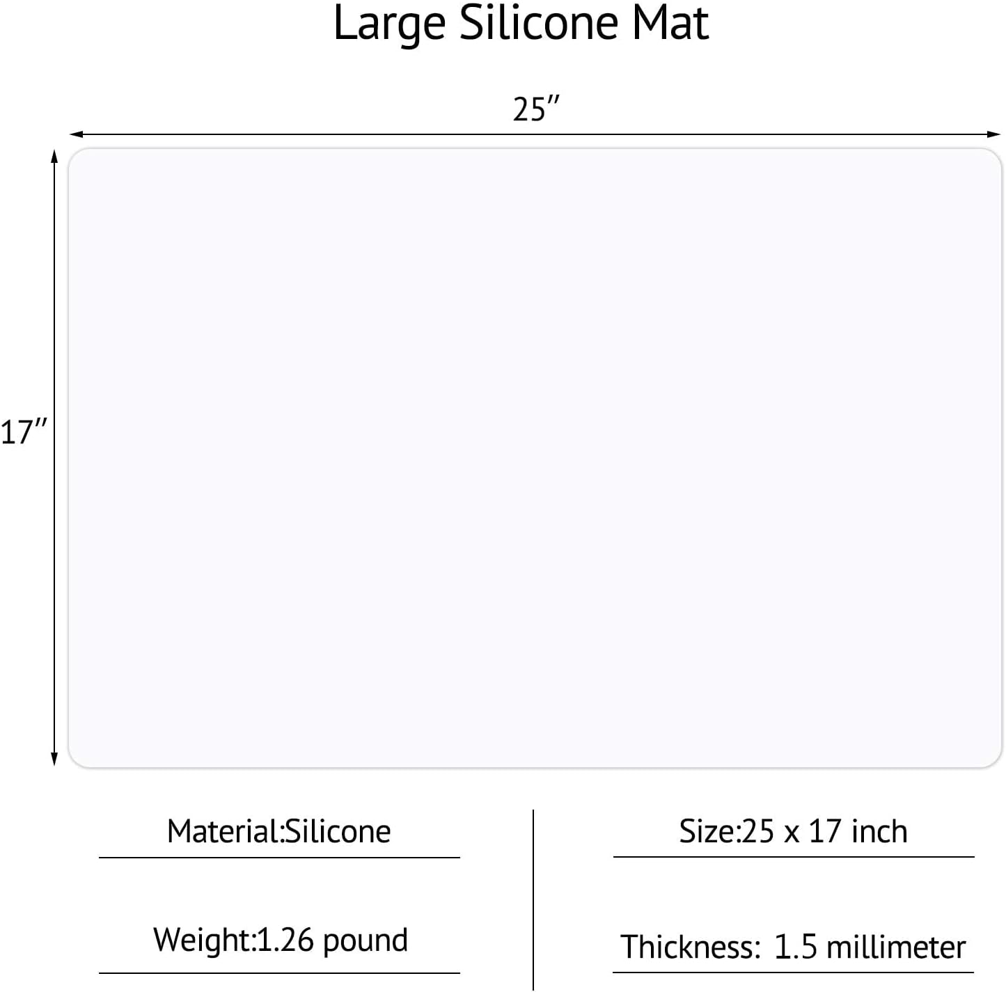 Silicone Mats for Kitchen Counter, Large Silicone Countertop Protector 25" by 17", Nonskid Heat Resistant Desk Saver Pad, Multipurpose Mat, Placemat, Black