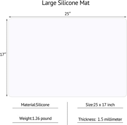 Silicone Mats for Kitchen Counter, Large Silicone Countertop Protector 25" by 17", Nonskid Heat Resistant Desk Saver Pad, Multipurpose Mat, Placemat, Black