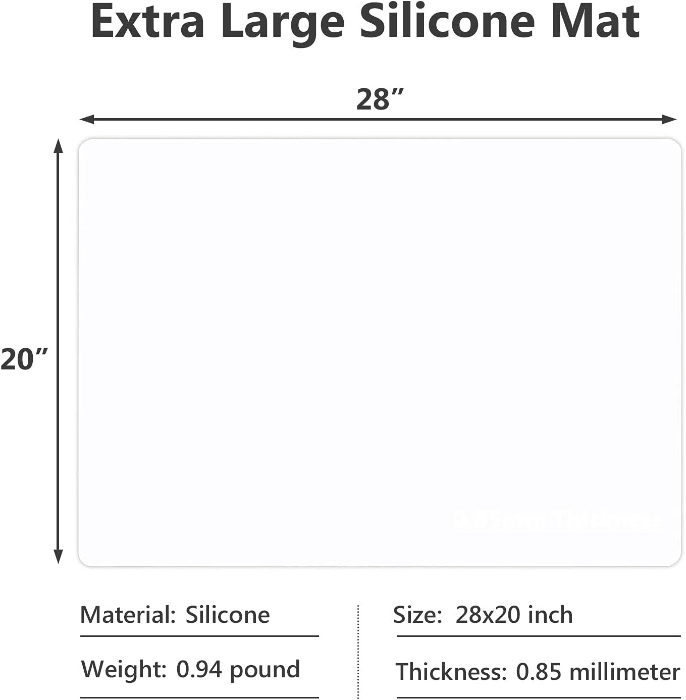 Silicone Mats for Kitchen Counter, Large Silicone Countertop Protector 25" by 17", Nonskid Heat Resistant Desk Saver Pad, Multipurpose Mat, Placemat, Black
