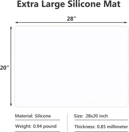 Silicone Mats for Kitchen Counter, Large Silicone Countertop Protector 25" by 17", Nonskid Heat Resistant Desk Saver Pad, Multipurpose Mat, Placemat, Black