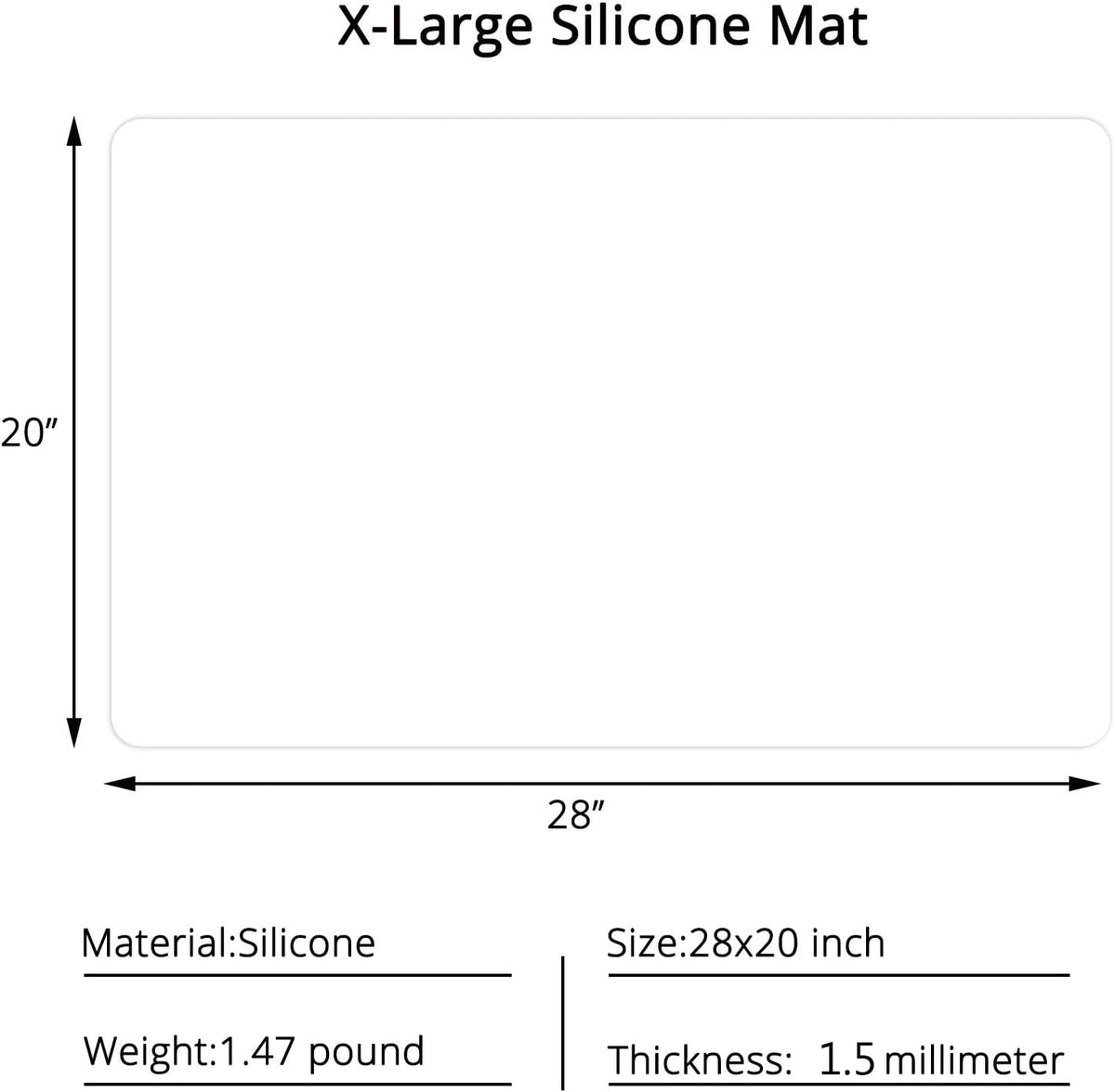Silicone Mats for Kitchen Counter, Large Silicone Countertop Protector 25" by 17", Nonskid Heat Resistant Desk Saver Pad, Multipurpose Mat, Placemat, Black